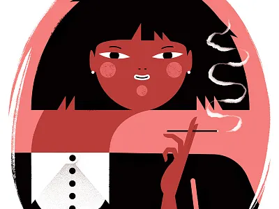 Untitled buttons cigarette eyes hair hand shirt woman