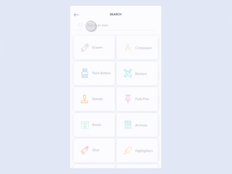 Store Supplies - interactions app clean design flat flinto branding gif icon illustration principle ui ux vector