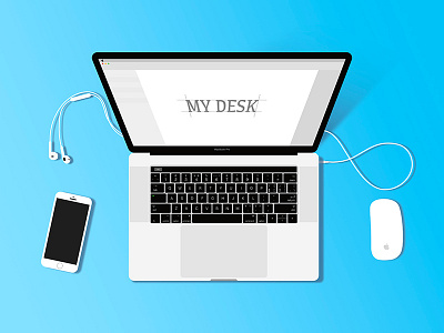 My desk desk illustration iphone mac macbook macbookpro magic mouse