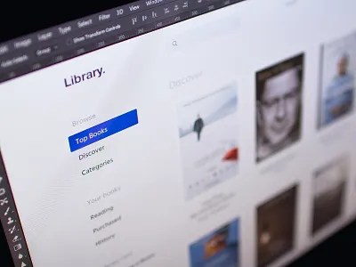 Library. Concept test app dashboard design interface ios mobile ui ux web