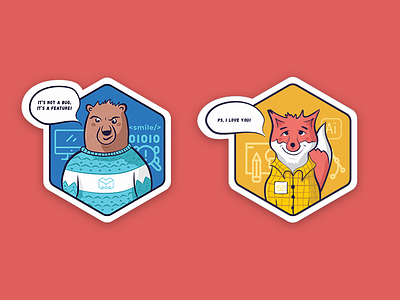 Mentalstack Stickers bear character fox illustration mentalstack sticker stickers