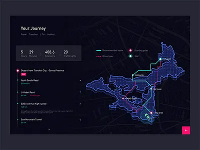 Navigation page analytics blue chart flat map visualization
