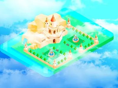 casle 2.5d blue color glow gradient icon illustration illustrator invoice isometric