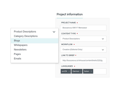 Q Content Dropdown UI clean dropdown flat interface navigation selection ui ux web app white