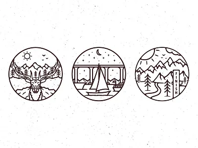 Rhythm in Twenty badge california colorado elk harbor illustration landscape mountains vintage