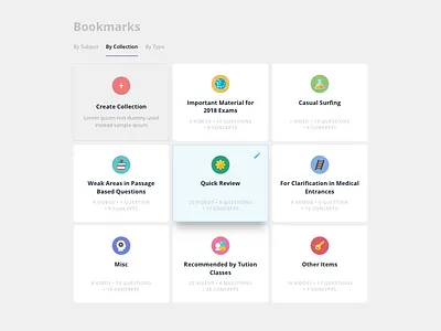 Bookmarks Page bookmark bookmarks card desktop grid interface responsive ui ux web