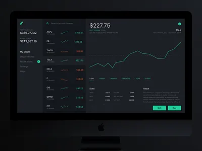Robinhood Web Concept V2 app concept dashboard data graph robinhood search stock trade ui ux web