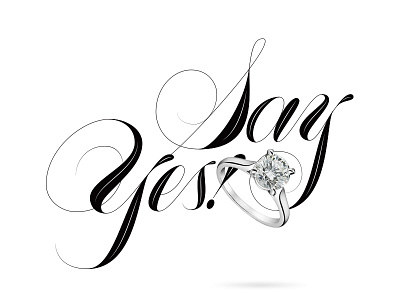 Say Yes lettering love ring script vector wedding