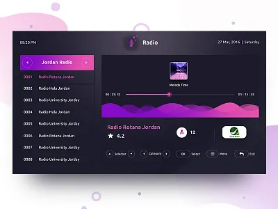 Radio Scree Design dth interaction music program radio settings television ui
