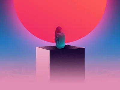 Ashamed View art color contemporary art illustration minimalist neon poster print space vector view warm