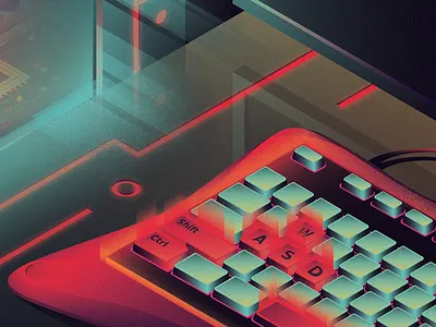 Gamer's Neonisation cybernetic gaming keyboard neon neon green orange pc red setup