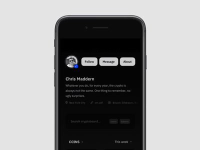 Cryptoboard [WIP] bitcoin crypto cryptocurrency dark ethereum finance fintech ios portfolio ui ux