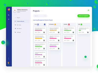Kanban Board UX.UI for Zee P.M dashboard ux.ui web