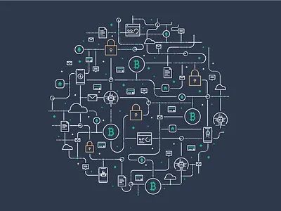 Cryptocurrency Ecosystem bitcoin cryptocurrency decentralized ecosystem icons illustration landing ui