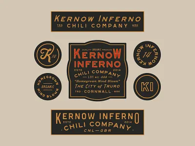 Kernow Inferno Chili Co. badge branding chili design dribbble graphic handdrawn identity illustration logo typography vintage