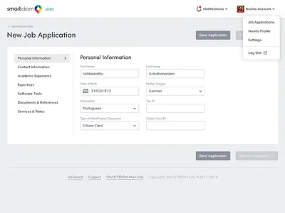 Job Application Panel application backoffice interface job recruitment ui design
