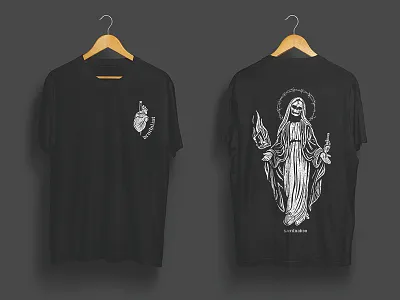 Dead Mary biblical black and white dark horror illustration merch metal shirt tattoo