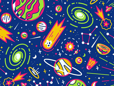 Big Bang Pattern big bang comet illustration pattern planets space stars universe