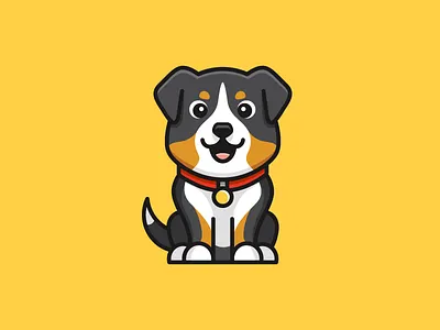 Australian Shepherd aussy australia australian shepherd black breed bold outline character mascot cute adorable dog puppy friendly animal happy look illustrative illustration pet cartoon sit sitting