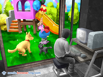 Life and Computers animals browserling comic computer computers fun joke life playground rainbow