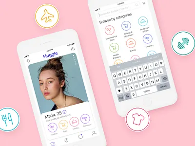 Huggle app card dating huggle ios mobile ui