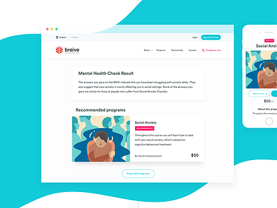 Braive - Building Healthy Minds clean landing learning lms mental health minimal ui ux web white