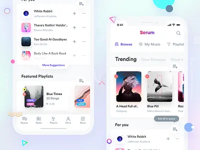 Serum Music App app apple card clean ios mobile music player saas spotify ui ux