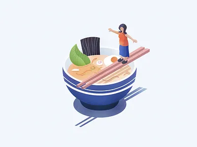 Ramen Bowl food grain illustration isometric isometry ramen texture vector