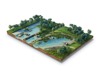 Amfitech 3d 3dillustration 3dmax island model water