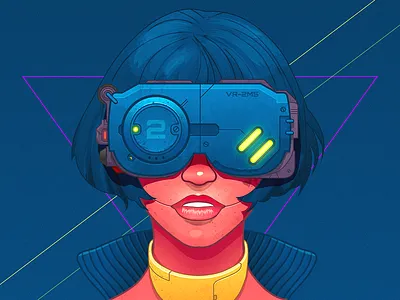Cyberpunk girl - infographic element 2077 affinity android anime character cyber cyborg glasses illustration portrait punk robot sci fi woman