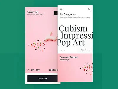 Artuous app art detial home interface iphone screen shop ui ux