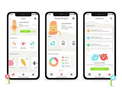The Zen Coach Interface badges fun gamification progress ui wellbeing