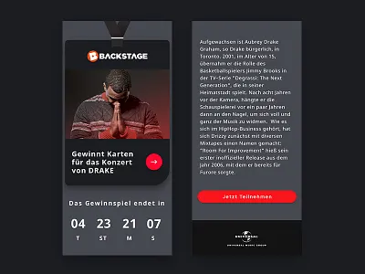 Universal Music Germany – E-Mail Design clean dark email minimalistic modern responsive simple sleek trendy ui ux webdesign