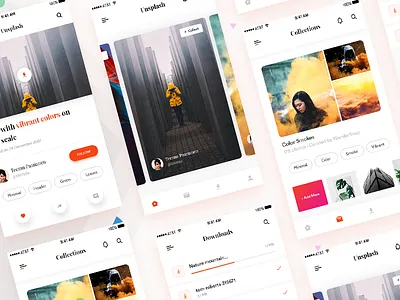 Unsplash App Main screens app colors image ios minimal photo tags ui unsplash vibrant