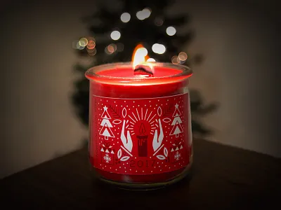 Christmas 2017 Candle candle christmas festive fire hands illustration label package design snow wax winter