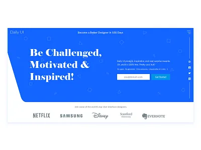 Daily UI #100 - Redesign Daily UI Landing Page 100 days daily ui homepage landing page redesign redesign daily ui landing page ui user experience design user interface design ux