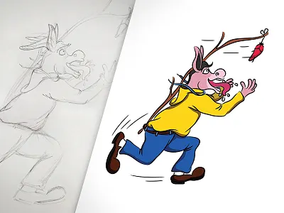 GreedyMind 2d art cartoon character design donkey graphic greedy illustration photoshop run tshirt