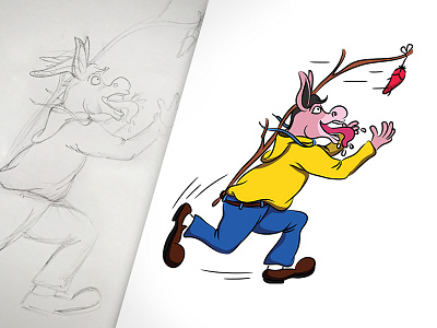 GreedyMind 2d art cartoon character design donkey graphic greedy illustration photoshop run tshirt