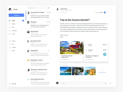 Mail app app cards clean client email ipad list