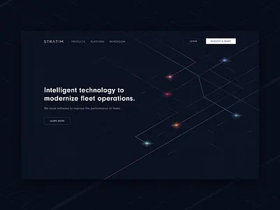 Landing page for fleet operations company - Stratim dark landing page dark ui fleet operations landing page logistic saas website