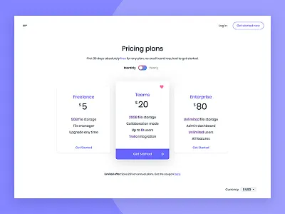 Pricing Page cards page pricing switch ui user interface web