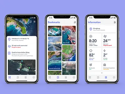 Drone Places aerial clean drone ios iphone mobile photography ui ux widgets