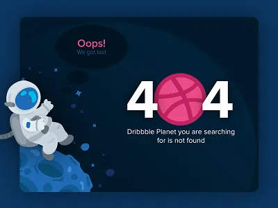 Daily UI #008 - 404 Page 404 blue dailyui design dribbble error found not oops page space website