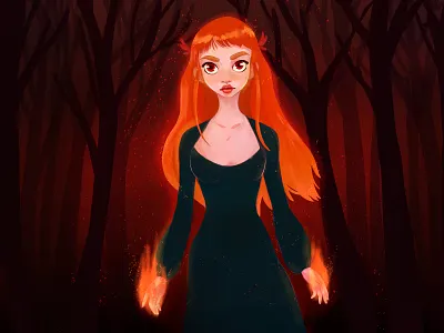 Fire Lady character design fire girl illustration lady magic