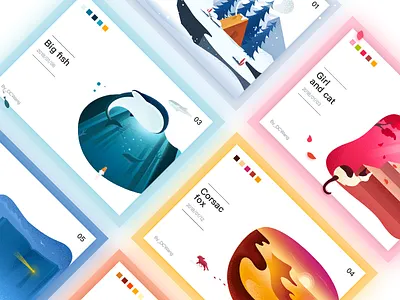 A set of illustrations color illustrations ps ui