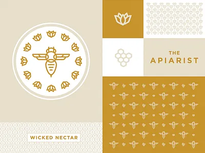 The Apiarist System bee brand flower honey illustration logo pattern