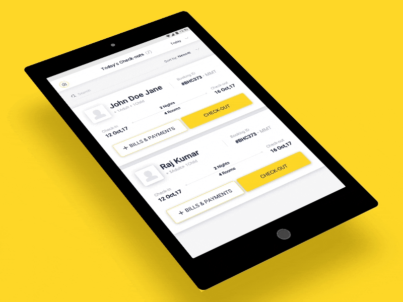 Check-out Guest & ask for rating- Hotel Management App app fun check out emoji gif guest hotel hotel management payment rate review tab tablet