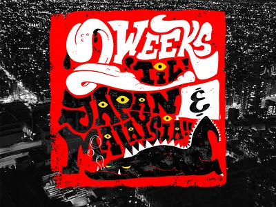 2 Weeks Til art cartoon illustration illustrator kaiju lettering monster retro texture typography vector vintage