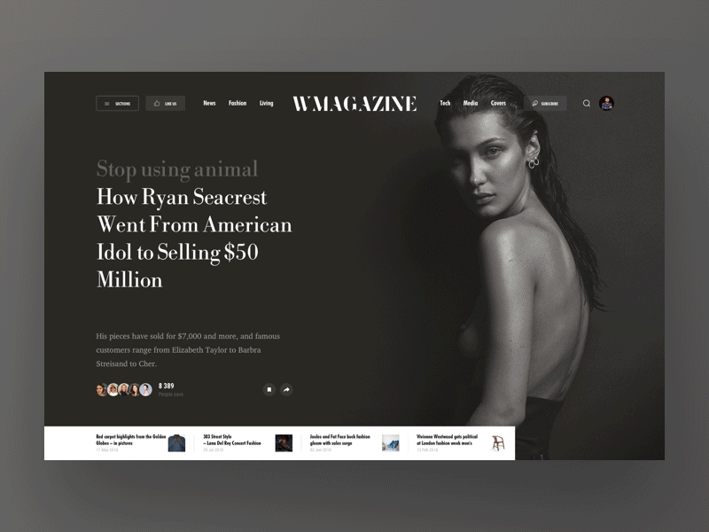 Wmag Home Page book design fashion interface news photo sea slide web