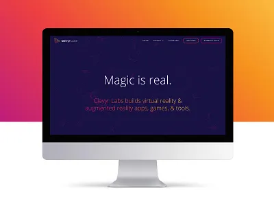 Clevyr Labs Website apps augmented reality clean development games magic responsive ui virtual reality vr web website